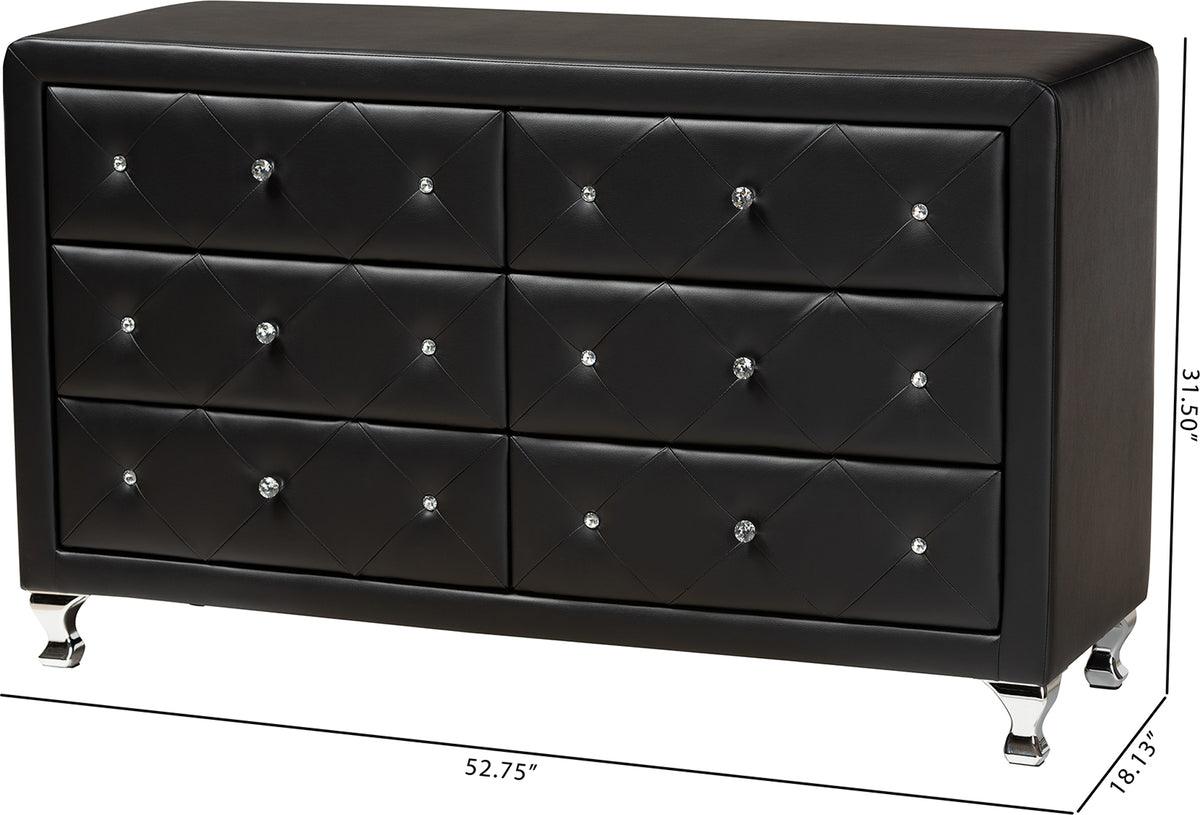 Wholesale Interiors Dressers - Luminescence Black Faux Leather Upholstered Dresser