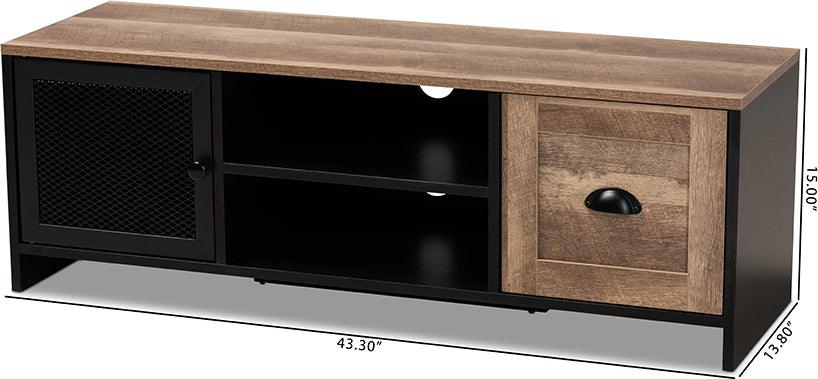Wholesale Interiors TV & Media Units - Connell Modern and Contemporary Brown and Black Wood and Black Metal 2-Door TV Stand
