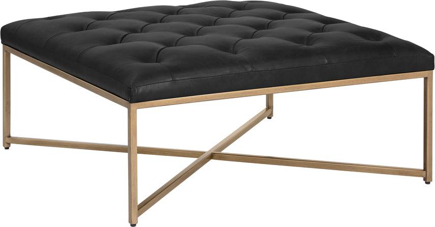 SUNPAN Ottomans & Stools - Endall Ottoman Vintage Black Night Leather