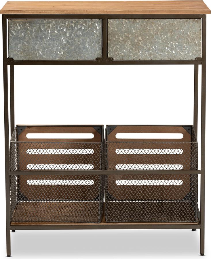 Wholesale Interiors Kitchen Storage & Organization - Abram Oak & Black Metal 2-Drawer Kitchen Storage Cabinet