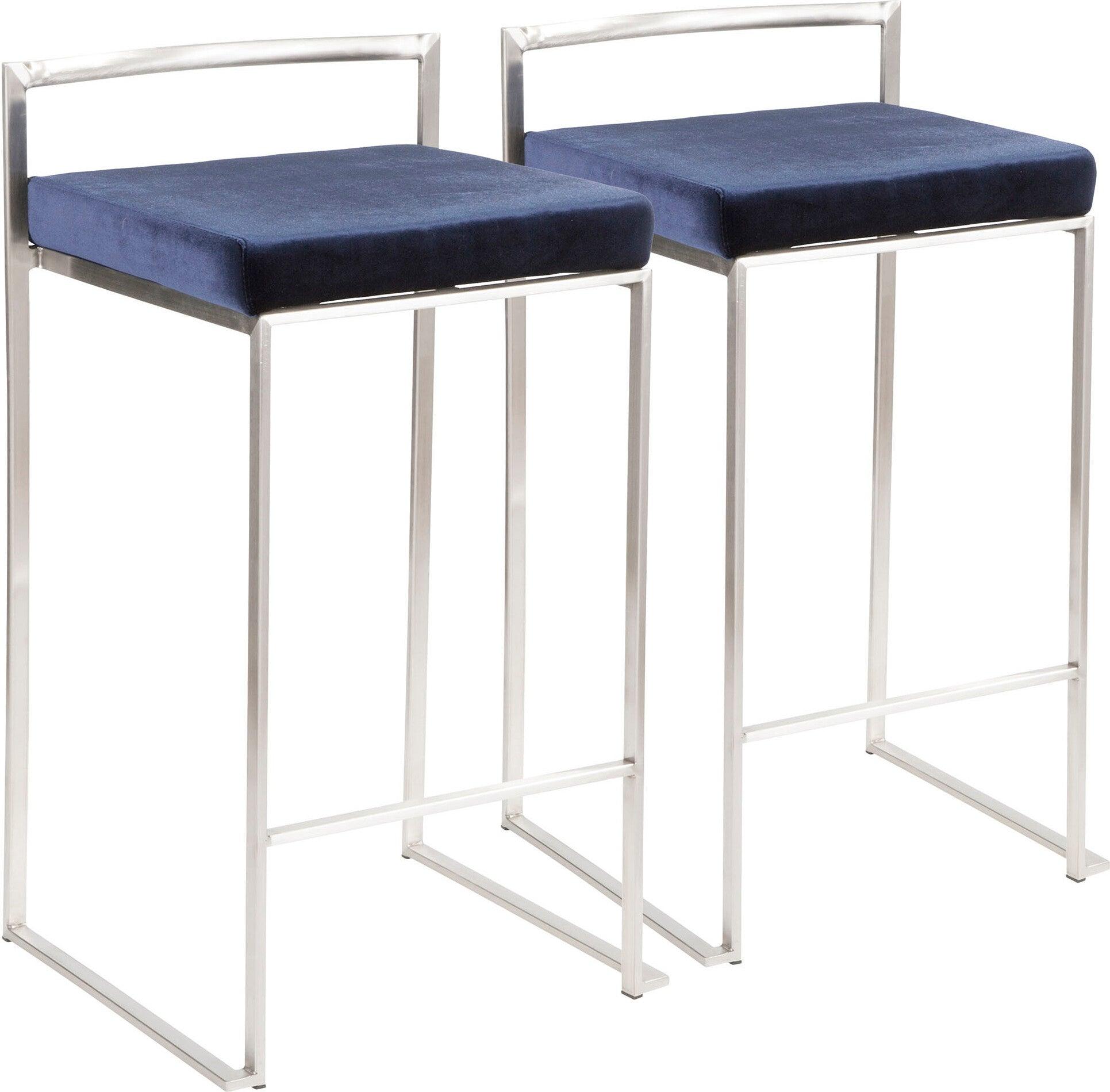 Lumisource Barstools - Fuji Stacker Counter Stool & Blue (Set of 2)