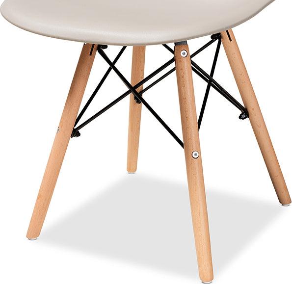 Wholesale Interiors Dining Chairs - Jaspen Beige Finished Polypropylene Plastic and Oak Brown Finished Wood 4-Piece Dining Chair Set