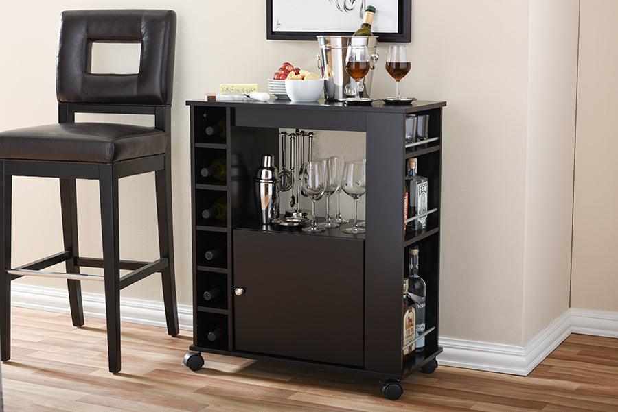 Wholesale Interiors Bar Units & Wine Cabinets - Ontario Wood Modern Dry Bar and Wine Cabinet Dark Brown