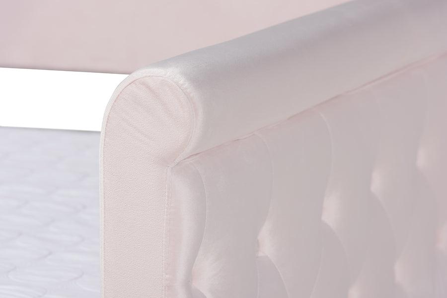 Wholesale Interiors Daybeds - Amaya Modern and Contemporary Light Pink Velvet Fabric Upholstered Full Size Daybed