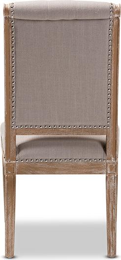 Wholesale Interiors Dining Chairs - Charmant French Provincial Beige Fabric Upholstered Weathered Oak Finished Wood Dining Chair