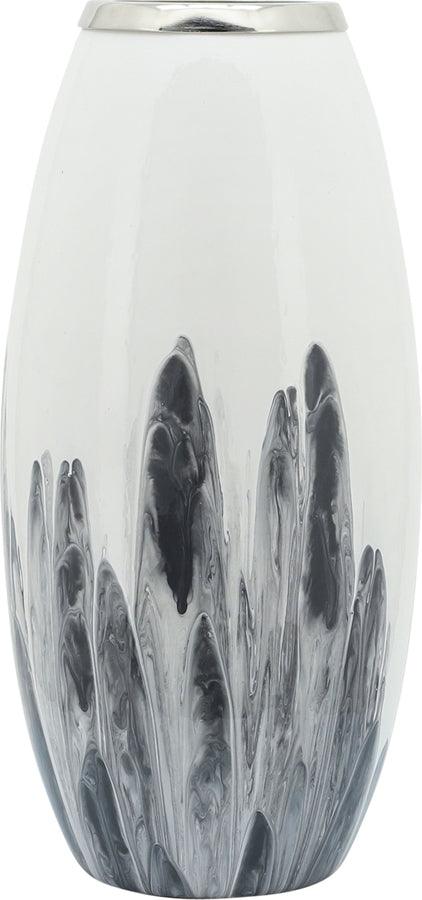 Sagebrook Home Vases - Glass 18"H Vase W/ Metal Ring White