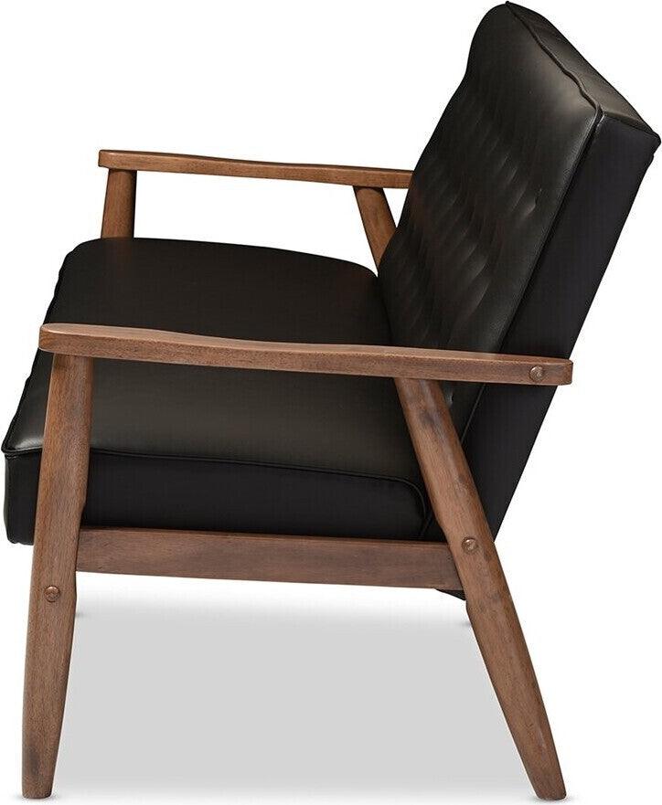Wholesale Interiors Sofas & Couches - Sorrento 3-Seater Sofa Black & Dark Walnut