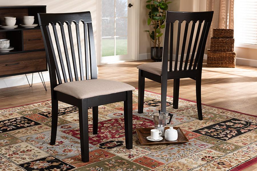 Wholesale Interiors Dining Chairs - Minette Contemporary Fabric Espresso Brown Finished 2-Piece Wood Dining Chair Set