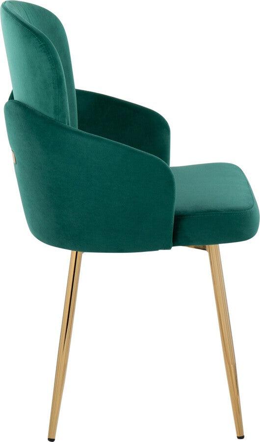 Lumisource Dining Chairs - Dahlia Contemporary Dining Chair In Gold Metal & Green Velvet With Gold Accent (Set of 2)