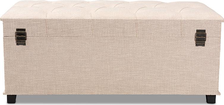 Wholesale Interiors Ottomans & Stools - Kyra Modern and Contemporary Beige Fabric Upholstered Storage Trunk Ottoman