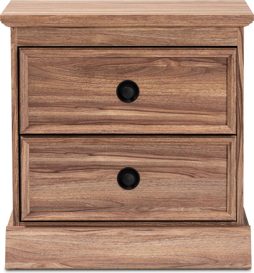 Wholesale Interiors Nightstands & Side Tables - Ryker Modern and Contemporary Oak Finished 2-Drawer Wood Nightstand