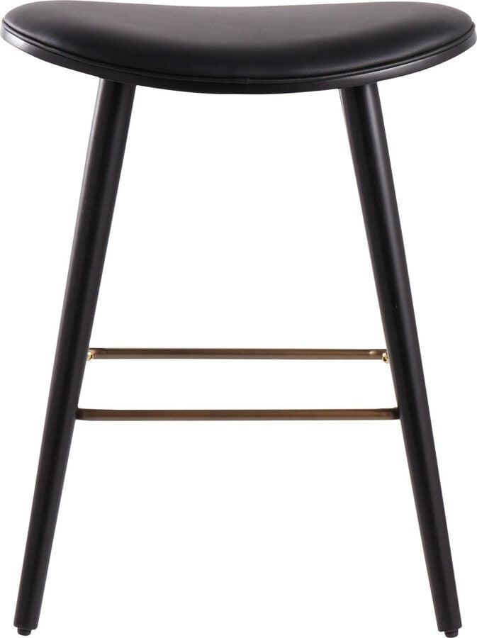 Lumisource Barstools - Saddle 26" Contemporary Counter Stool Black & Gold- Set of 2