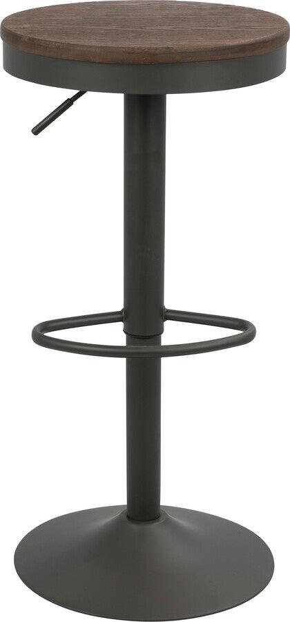 Lumisource Barstools - Dakota Industrial Adjustable Barstool in Brown and Grey - Set of 2