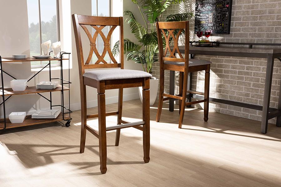 Wholesale Interiors Barstools - Calista Bar Stool Gray & Walnut (Set of 2)