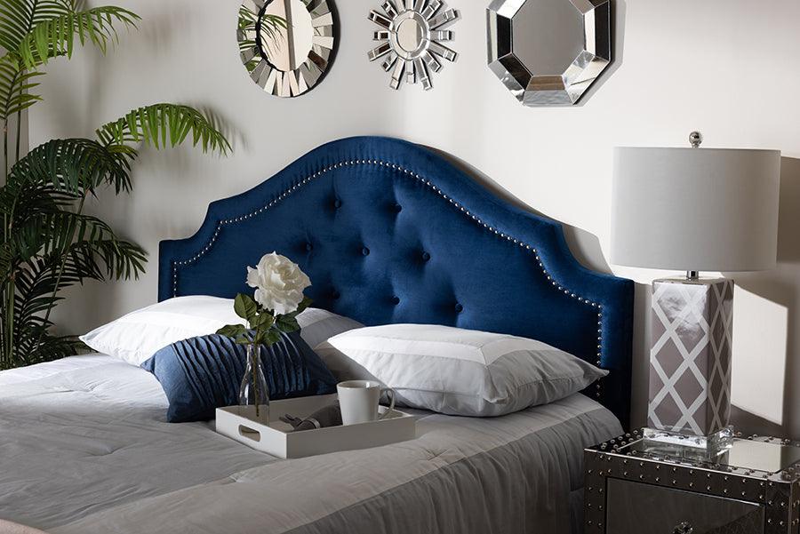 Wholesale Interiors Headboards - Cora Modern And Contemporary Royal Blue Velvet Fabric Upholstered King Size Headboard