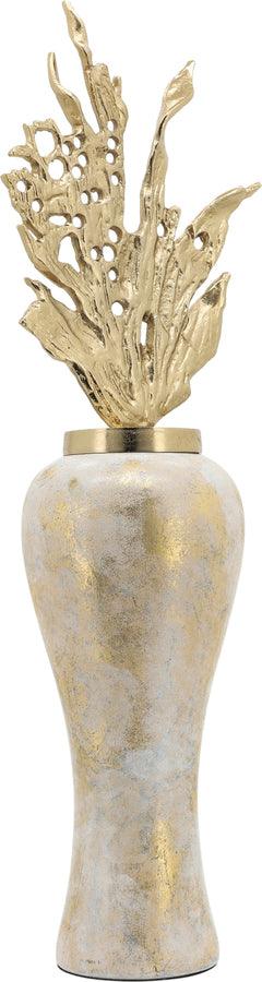 Sagebrook Home Vases - Glass 38"H Vase W/ Aluminum Top White & Gold