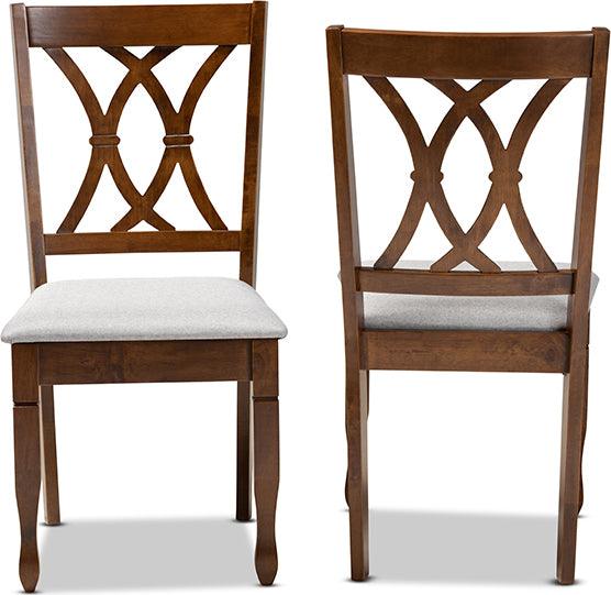 Wholesale Interiors Dining Chairs - Augustine Grey Fabric Upholstered And Walnut Brown Finished Wood 2-Piece Dining Chair Set Set