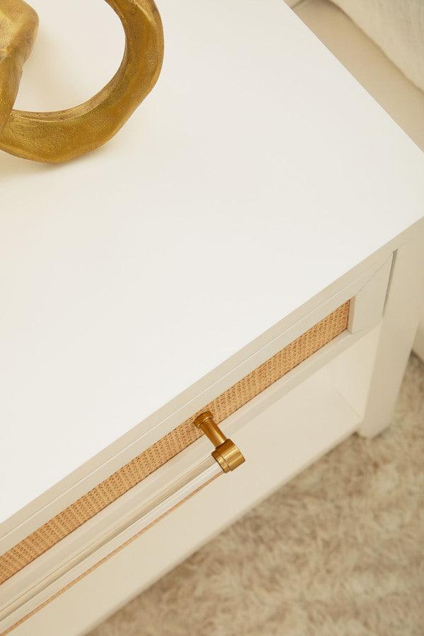 Essentials For Living Side & End Tables - Holland 1-Drawer Side Table Matte White, Natural, Brushed Brass