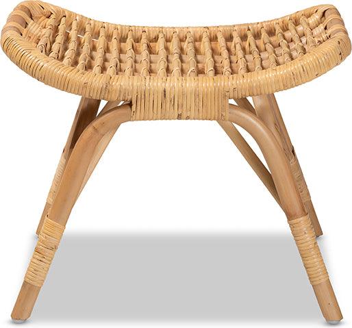 Wholesale Interiors Ottomans & Stools - Bernardo Modern Bohemian Natural Brown Rattan Ottoman