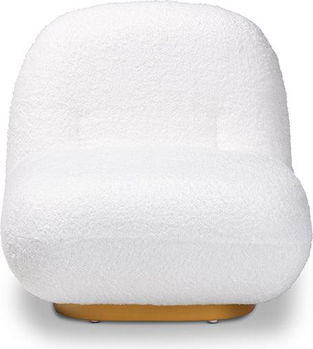 Wholesale Interiors Accent Chairs - Paiva White Boucle Upholstered and Brushed Gold Finished Accent Chair