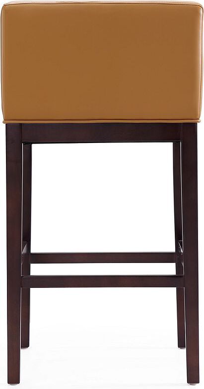 Manhattan Comfort Barstools - Kingsley 38 in. Camel and Dark Walnut Beech Wood Barstool (Set of 3)