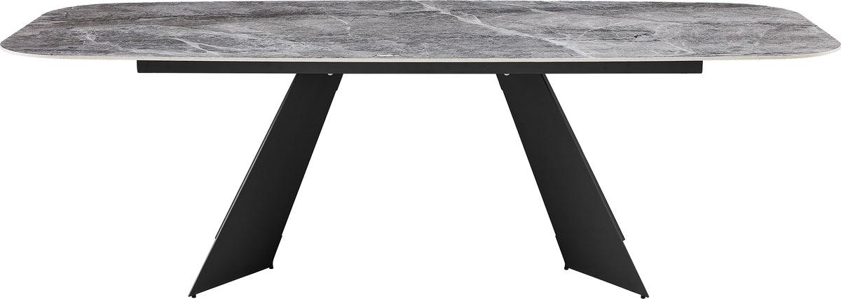 Euro Style Dining Tables - Lizarte 93" Dining Table in Gray Ceramic with Matte Dark Gray Base
