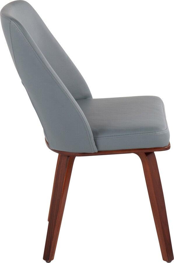 Lumisource Accent Chairs - Triad Upholstered Chair In Walnut Bamboo & Grey Faux Leather (Set of 2)