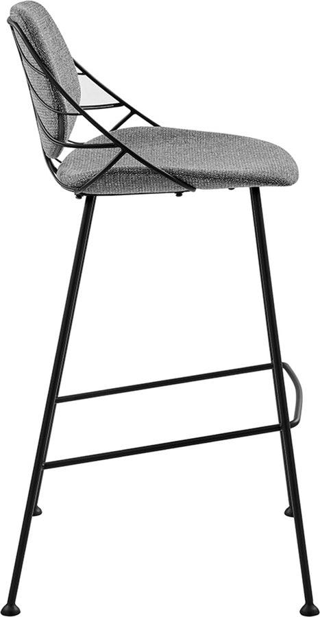 Euro Style Barstools - Linnea-B Bar Stool in Light Gray Fabric with Matte Black Frame and Legs - Set Of 2