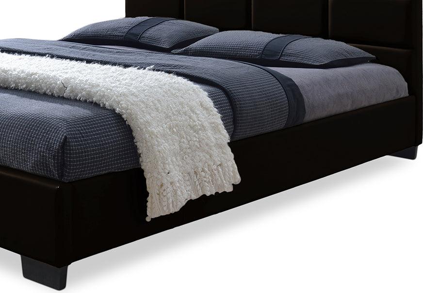 Wholesale Interiors Beds - Vivaldi Dark Brown Faux Leather Padded Platform Base Queen Size Bed Frame