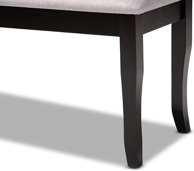 Wholesale Interiors Benches - Cornelie Grey Fabric Upholstered and Dark Brown Finished Wood Dining Bench