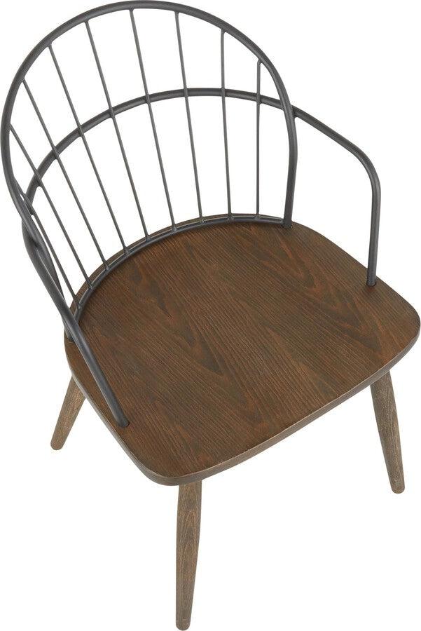 Lumisource Accent Chairs - Riley Industrial Chair in Dark Walnut Wood and Black Metal