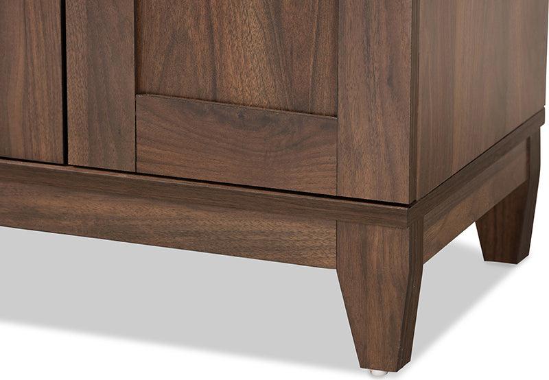 Wholesale Interiors Shoe Storage - Nissa Walnut Brown Finished Wood 2-Door Shoe Storage Cabinet