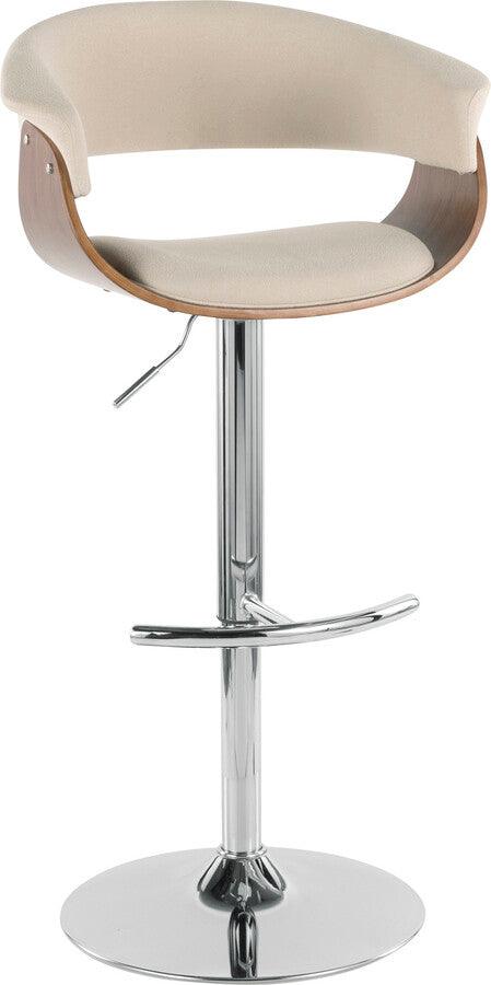 Lumisource Barstools - Vintage Mod Mid-Century Modern Adjustable Barstool with Swivel in Walnut and Cream Fabric