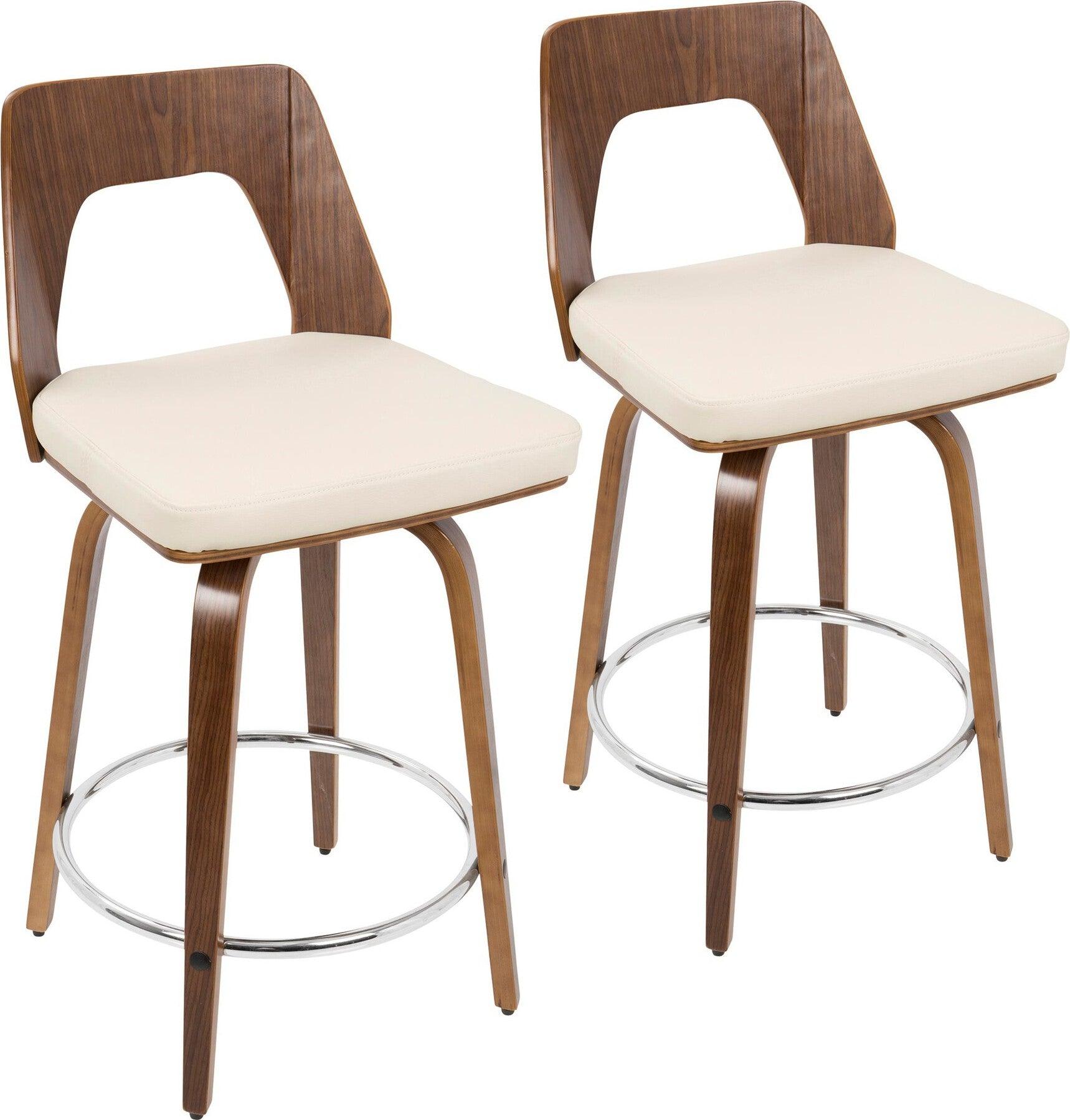 Lumisource Barstools - Trilogy 24" Counter Stool Walnut & Cream (Set of 2)