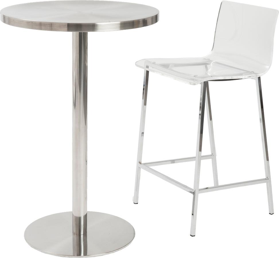 Euro Style Barstools - Chloe Counter Stool in Clear with Chrome Legs - Set of 2