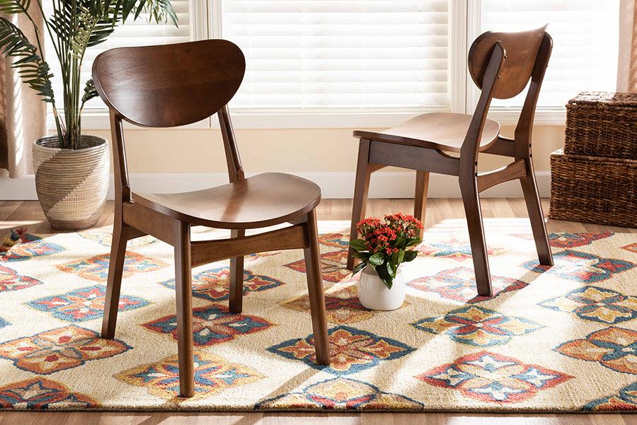 Wholesale Interiors Dining Chairs - Katya Mid-Century Modern Walnut Brown Finished Wood 2-Piece Dining Chair Set