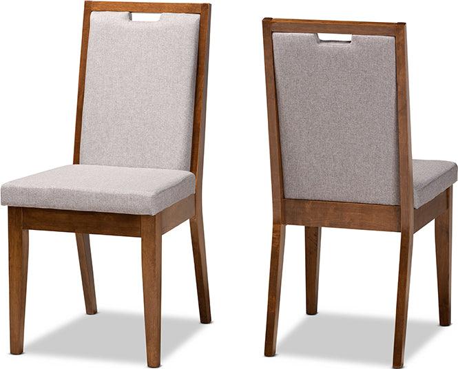 Wholesale Interiors Dining Chairs - Octavia Grey Fabric Upholstered and Walnut Brown Finished Wood 2-Piece Dining Chair Set