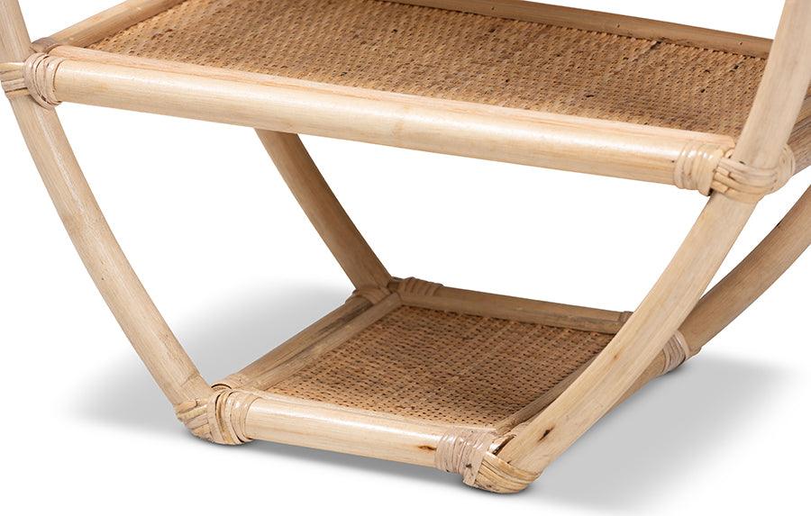 Wholesale Interiors Bookcases & Display Units - Ruana Modern Bohemian Natural Brown Finished Rattan 3-Tier Display Shelf