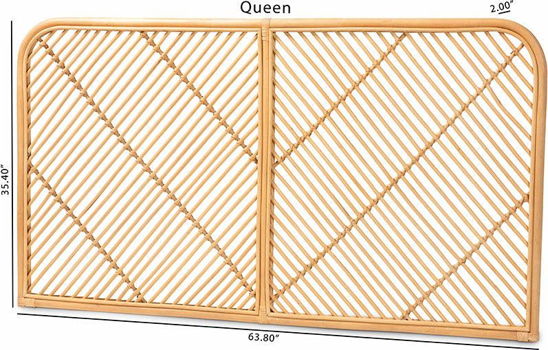 Wholesale Interiors Headboards - Sakina Modern Bohemian Natural Brown Rattan Queen Size Wall-mount Headboard