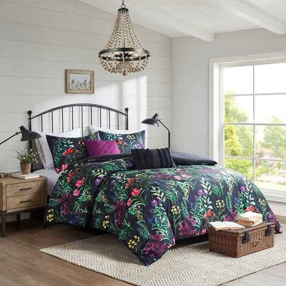 Olliix.com Comforters & Blankets - 5 Piece Comforter Set Black Cal King
