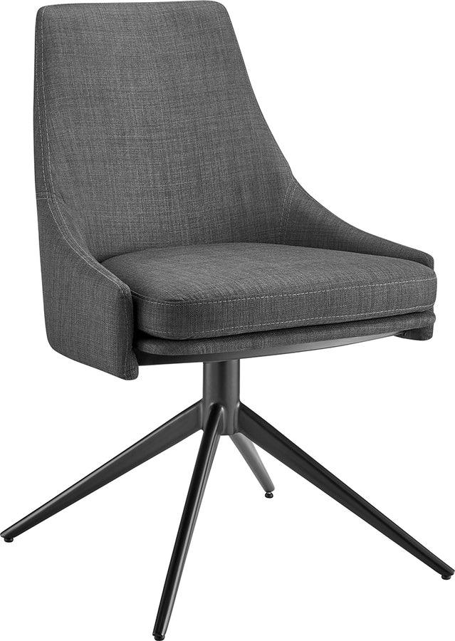 Euro Style Dining Chairs - Signa Side Chair in Charcoal Fabric with Black Steel Base