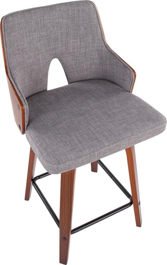 Lumisource Barstools - Stella Counter Stool In Walnut & Light Grey Fabric (Set of 2)