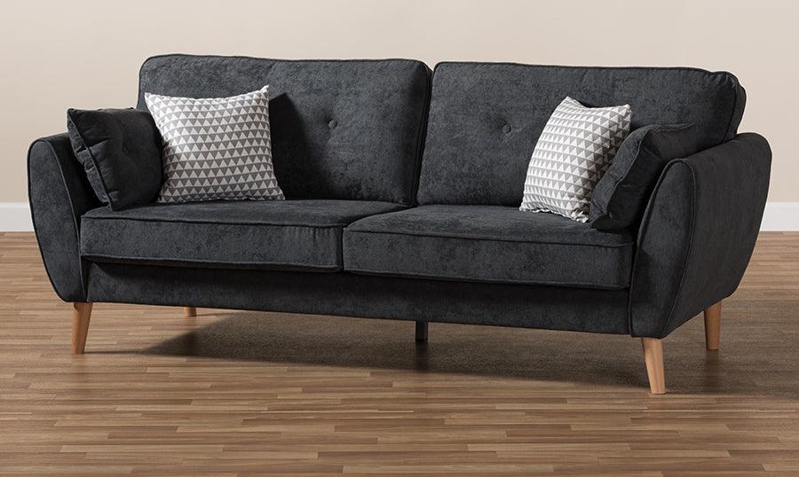 Wholesale Interiors Sofas & Couches - Miranda Mid-Century Modern Dark Grey Fabric Upholstered Sofa