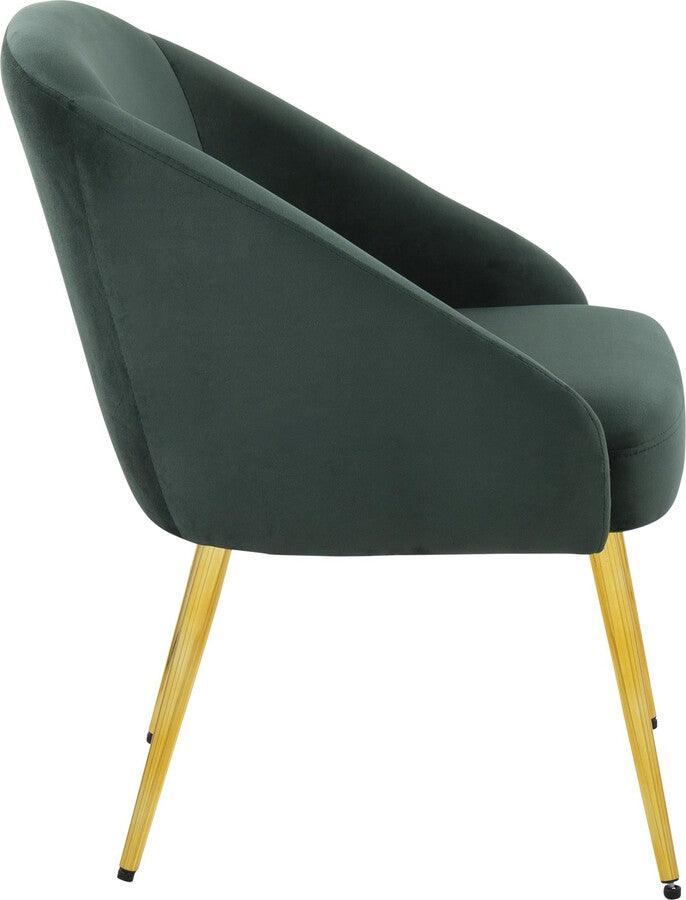 Lumisource Accent Chairs - Shiraz Contemporary/Glam Chair In Gold Metal & Green Velvet