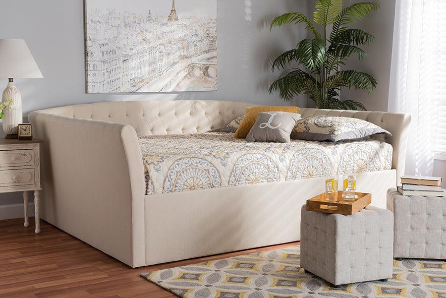 Wholesale Interiors Daybeds - Delora Modern and Contemporary Beige Fabric Upholstered Full Size Daybed