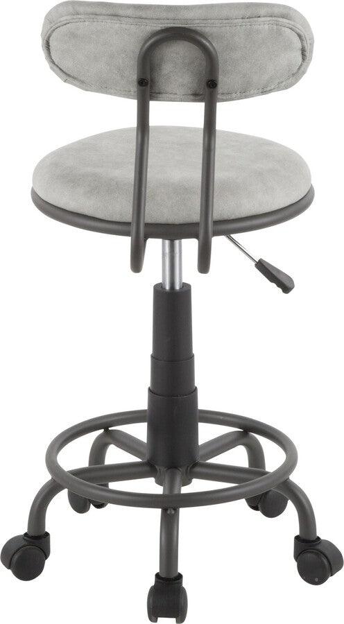 Lumisource Task Chairs - Swift Industrial Task Chair in Grey Metal and Light Grey Faux Leather