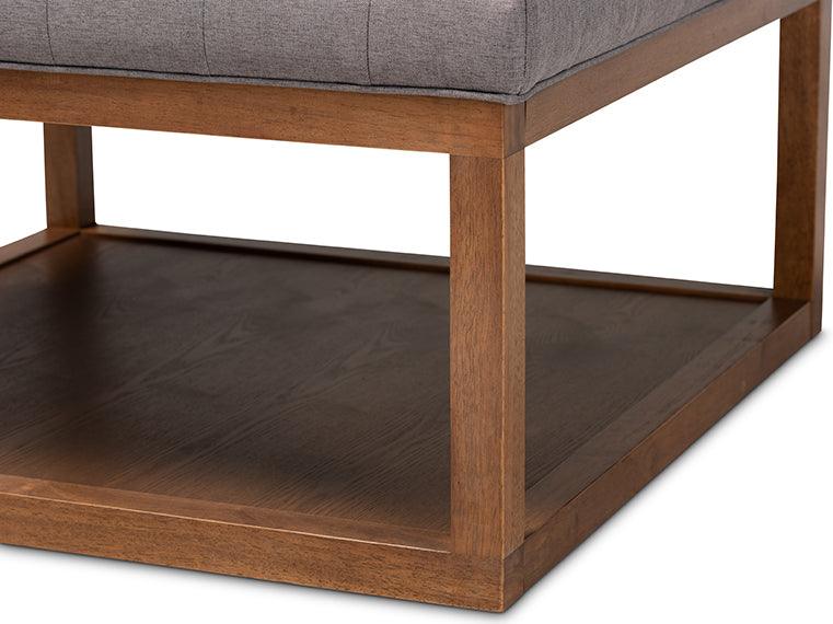 Wholesale Interiors Ottomans & Stools - Alvere Modern and Contemporary Grey Fabric Walnut Cocktail Ottoman