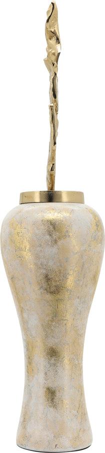 Sagebrook Home Vases - Glass 38"H Vase W/ Aluminum Top White & Gold