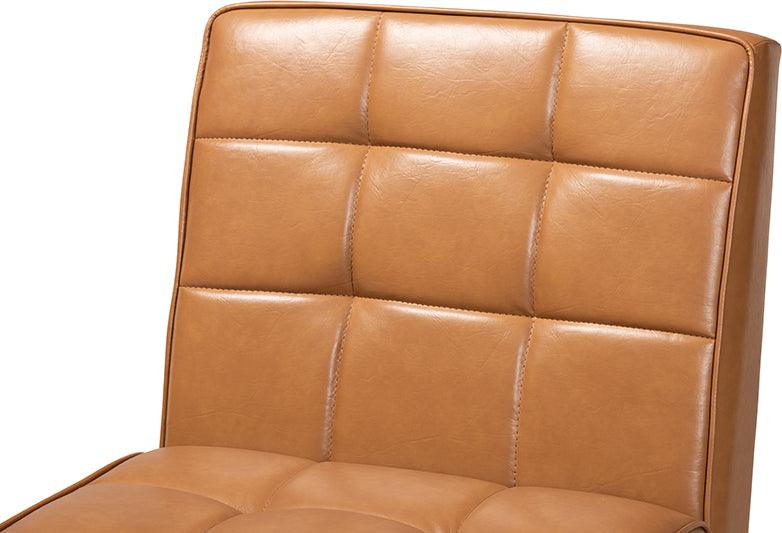 Wholesale Interiors Dining Chairs - Sanford Tan Faux Leather Upholstered and Walnut Brown Finished Wood Dining Chair