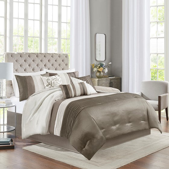 Olliix.com Comforters & Blankets - 7 Piece Comforter Set Natural